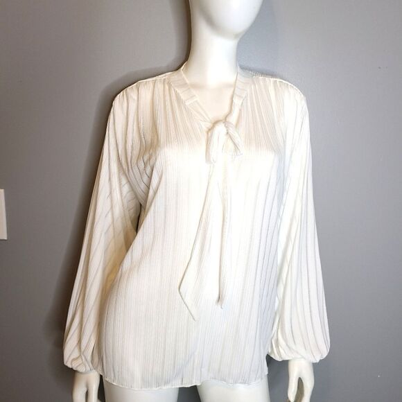 Zara Tops - ZARA White Neck Tie Blouse Size Small  Balloon Sleeve